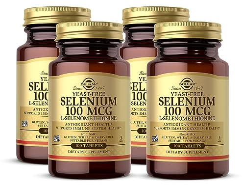 Solgar Yeast-Free Selenium 100 mcg - 100 Tablets, Pack of 4 - Supports Antioxidant & Immune System Health - Non-GMO, Gluten Free, Dairy Free, Kosher - 400 Total Servings