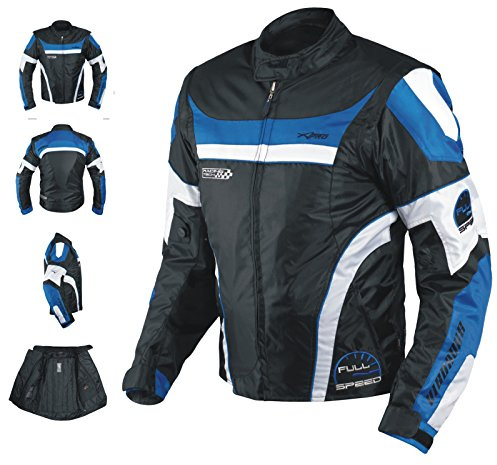 A-pro Desmontable manga Chaqueta Tela Moto CE Protectores Chaleco Extraíble Azul XL