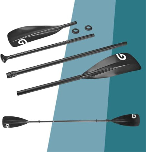 2in1 SUP-Kajak Paddel aus Aluminium – 4-teiliges Kajakpaddel – schnell umgebaut mittels Schnellverschluss – kleines Packmaß – Länge individuell verstellbar für Stand up Paddle Boards mit Kajakoption