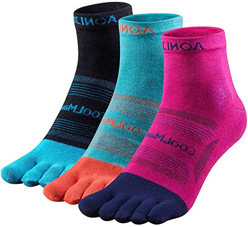 OrrinSports Chaussettes Invisibles Coolmax à Orteils Séparés - 3 Paires Low-Cut Anti-Dérapantes pour Running