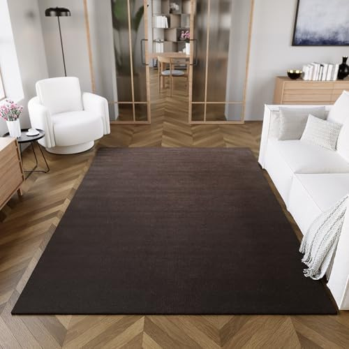 Wecon Home Alfombra de lana tejida a mano – valiosa y sostenible, ideal para salón, dormitorio y habitación de los niños, alfombra tejida a mano de lana virgen – 80 x 150 cm, color marrón