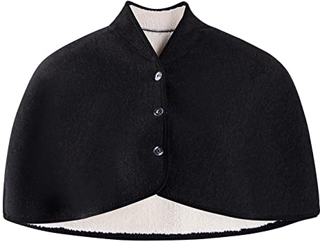Moonlove Elastic Wearable Shoulder Shawl Poncho Warm Cape Washable Thick Double-Sided Plush Shoulder Wrap Soft Neck Heat Protective Shawl for Old Man Women Kids Winter Supplies