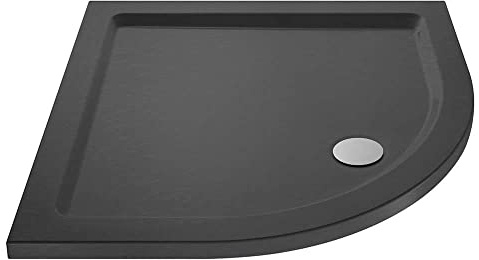 VeeBath 40mm Slate Grey Quadrant Shower Tray for Walk in Wet Room Enclosure Cubicle - 800 x 800mm