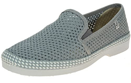 Calzados Romero. JAVER Zapatilla Cerrada en Rejilla Algodón para Hombre Plantilla Esparto Piso de Goma. Gris Talla 41