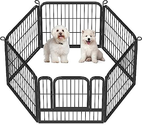 Yaheetech Welpenlaufstall 60cm hoch, 6-teiliger Faltbarer Welpenauslauf, Automatische Verriegelung, DIY Hundepark für drinnen und draußen, werkzeugfreie Montage