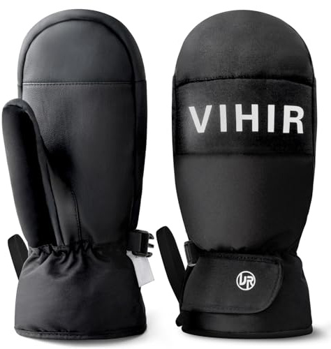 Vihir Guantes de Esquí para Hombre y Mujer, Guantes de Invierno Impermeable Pantalla Táctil 3M Thinsulate Antideslizantes, Guantes Calientes para Snowboard Invierno Bicicleta Correr al Aire Libre