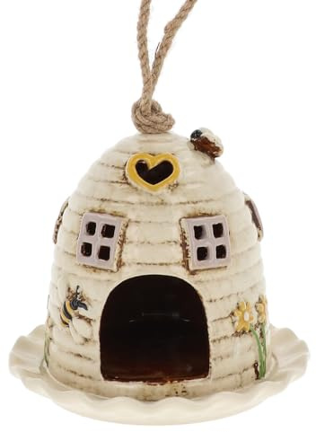 Shudehill Giftware Village Pottery Beehive Birdhouse/Feeder in Cream or Yellow (Cream Feeder)