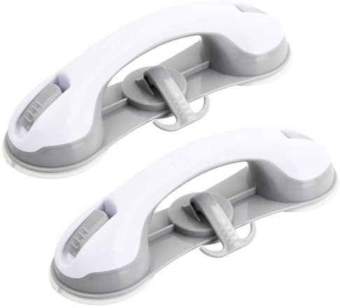 Volumoon 2 Pack Suction Grab Rails for Bathroom, No Drilling, Anti-Slip, Elderly Assist Bath Handle, Handrail for Shower Bathtubs, Mobility Aid Hand Rail Support Bar, for Elderly, Disability