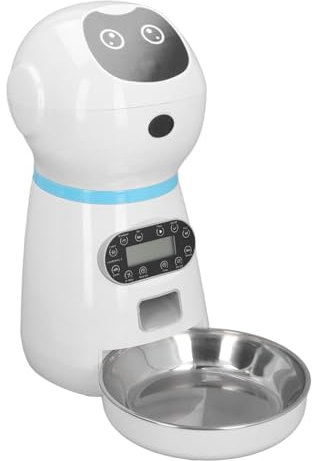 Automatischer Katzenfutterautomat, Edelstahlschale, Präzise Messung, Intelligente Steuerung, mit Kontinuierlicher Stromversorgung für Vielbeschäftigte Haustierbesitzer (EU-Stecker)