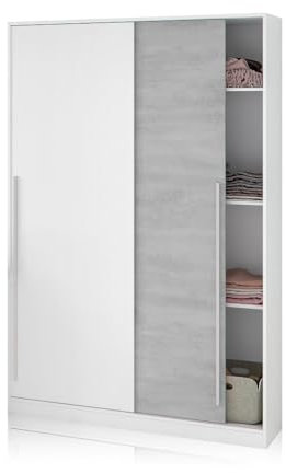 Forés Armoire À Portes COULISSANTES TAURO - Blanc/Ciment