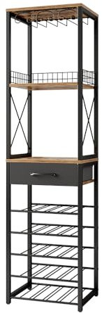 Vicco Weinregal Porto, offener Küchenschrank, Eiche rustikal, 40 x 147.5 cm mit Schublade