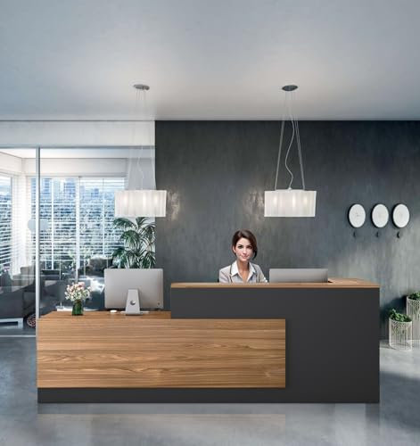 UKETO Moderne Empfangstheke aus Holz - L-Form Empfangstresen für Büros multifunktionaler Empfangstisch mit großzügigem Stauraum Geeignet für Büros Rezeptionen Hotels (Links hoch-A, 160CM)