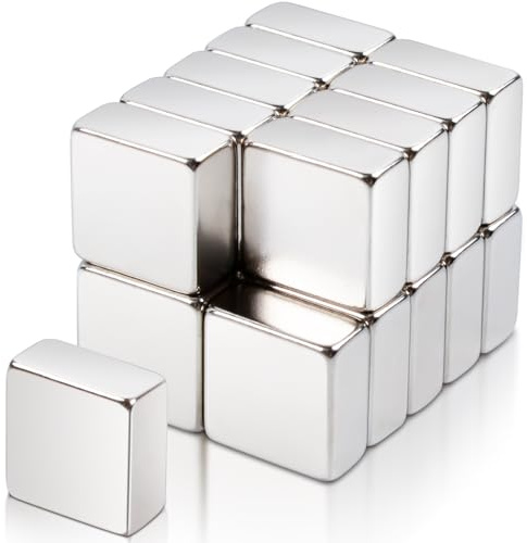FPMYB 20 stycken 10 x 10 x 5 mm neodym-magneter extra starka, rektangulära, minimagneter, starka magnetremsor för magnettavla, kylskåp, whiteboardmagneter, silver