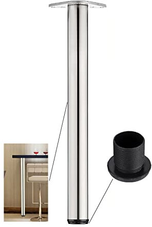 Edelstahl-Bein, verstellbar, rund, für Frühstücksbar, Tischbein für Arbeitsplatte, Möbelbeine für Frühstücksbar, 120 cm Höhe