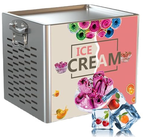 Nicvrea Máquina de Rollo de Helado Frito, sartén de Helado de 30x24cm, máquina de Helado enrollada de Acero Inoxidable con 2 raspadores, para Hacer Helados, Yogur congelado, Rollos de