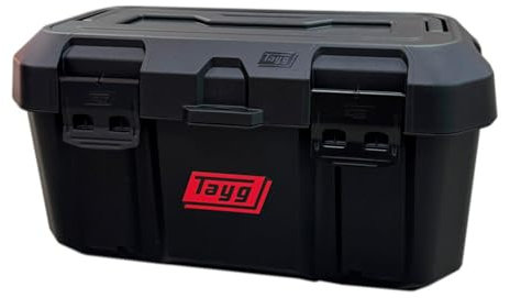 Tayg Boîte à outils 46 noire - Étui et plateau intérieur amovibles, fermetures métalliques en acier, grande poignée, supporte jusqu'à 120 kg, boîte à outils vide polypropylène, 500 x 279 x 254 mm