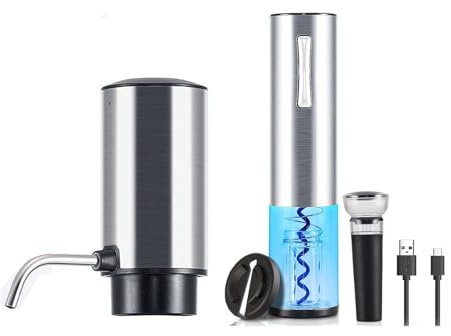 Ouvre-bouteille de vin Tire-bouchon électrique rapide Aérateur de vin électrique Ensemble de texture en acier inoxydable pour fêtes et restaurants