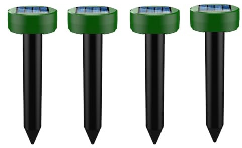 4X Ahuyentador de Topos,Ahuyentador de Ratas,Repelente Ultrasónico de Ratones,Repelente Solar De,Impermeable Repelente de Topo Solar para Jardin y Cámping,Anti Topos, Serpientes -Circular