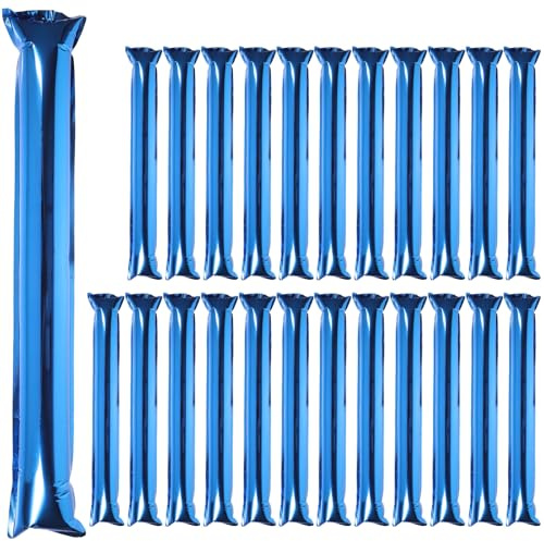 Beavorty Inflatable Aluminum Foil Cheering Sticks 24pcs Blue Party Noise Makers for Concerts, Sports Events, and International Soccer Fans