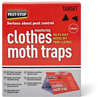 Pest-Stop Clothes Moth Traps – Insecticide-Free, Odourless, Safe Around Children & Pets – Easy to Assemble – Lasts Up to 6 Weeks – Includes 2 Pheromone Traps for Wardrobes, Drawers & Carpets