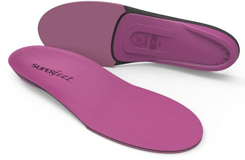 Superfeet All-Purpose Women's High Impact Support Insoles (Berry) for Active Lifestyle with High Arch Support - Size 6.5-8 Women