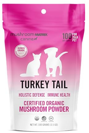 Om Mushroom Matrix Pet - Canine | Turkey Tail | USA Grown Human-Grade Organic Mushroom Powder Pet Supplement | Immunity Support & Holistic Defense for Dogs & Cats | 100 Grams, 3.5 oz