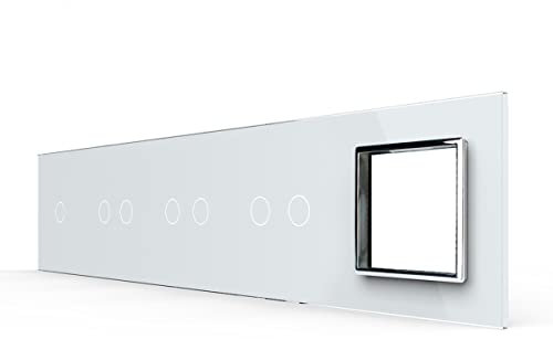 LIVOLO Nur Glasblende 5 Fach VL-C7-C1/C2/C2/C2/SR-11 Weiß 5 Fach Glasrahmen Glas Blende für Steckdosen Touch Berührungs Lichtschalter und Serienschalter Wechselschalter modern Glaslichtschalter