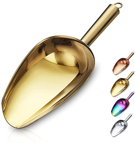 Berglander Edelstahl Gold Eisschaufel 6 OZ, Titan vergoldet Metall Eisschaufel für Eismaschine, Mehrzweck für Süßigkeiten Hochzeit Küche Bar Party, Haustier Tier Hundefutter Schaufel Strandschaufel