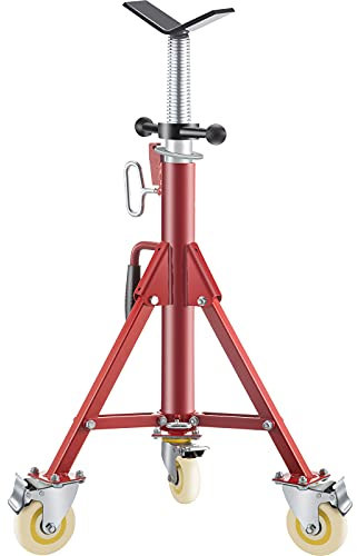 VEVOR Servante de Tubes à Tête en V sur roulettes Servante Tuyauteur Charge 400 kg Servante Tuyaux Structure en Acier Ajustable 71-131 cm Pieds Repliables Supporter Tuyaux 0,32-30,48 cm Tuyauterie