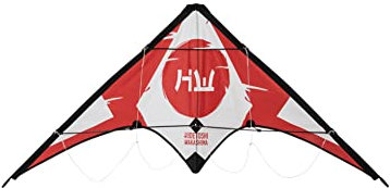 HIDETOSHI WAKASHIMA® Inuwahi Stunt Kite Lenkdrachen mit Fiberglass Gestänge, strapazierfähigem Ripstop Segel und 25 Meter 2-Leiner. Besonders wendig, schnell und präzise steuerbar (schwarz/weiß)