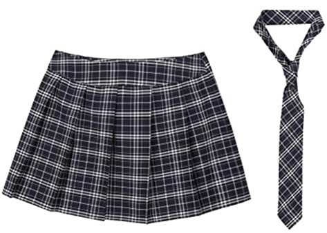 Freebily Minikjol Dam Plisserad rutig kjol rutig kjol sexig slips A-linje rutig kjolar Tartan Skater Mini Kjol Rollspel Kostym Student Girls