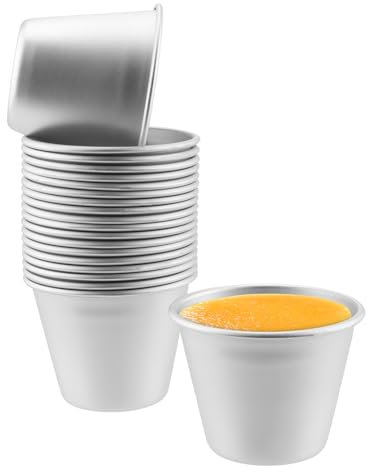 YIXNSW 20 Stücke Puddingformen Puddingform Aluminium Kleine Puddingform Dariolformen Ideale Förmchen für Pudding, Kuchen, Desserts und Torten Silber