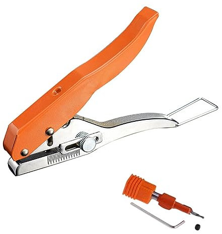 rockible Einzellocher, Locherwerkzeug, mit Skala, handgehaltene Metall-Lochzange, Kantenanleim-Stanzzange für Spanplatten, PVC-Karte, 8mm mit Bohrer