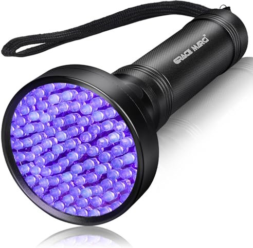 Grace Marci UV-Taschenlampe, Schwarzlicht, 100 LEDs, 395 nm, Schwarzlicht, Haustier-Urin-Detektor für Hunde/Katzen-Urin, trockene Flecken, Bettwanzen, Skorpion, trockene Haustierflecken (mittlerer