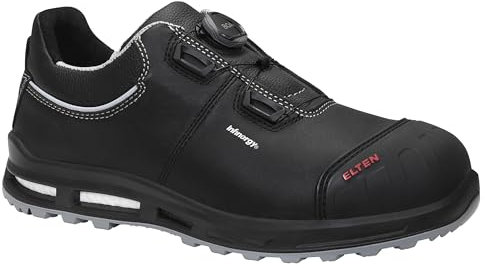 ELTEN Sicherheitsschuhe Reaction XXT Pro BOA Low ESD S3S, Damen und Herren, Leder, Kunststoffkappe (Leichter als Stahlkappe), leicht, robust 45, Schwarz