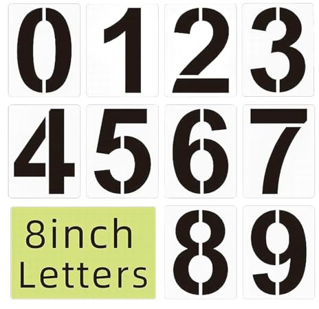 Luckious Lot de 10 pochoirs réutilisables en plastique pour numéro d'adresse facile et précise de 0 à 9 - 20 cm