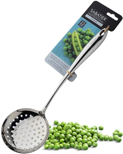 Sabatier - Schiumarola professionale in acciaio inox lucidato a specchio, per scolare olio per friggere, servire verdure bollite o pasta, costruzione robusta, lavabile in lavastoviglie