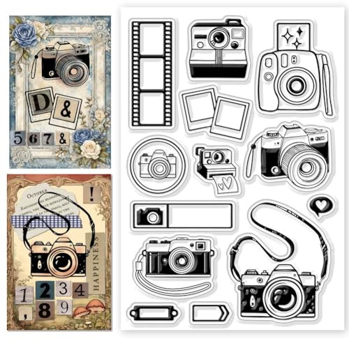 CHGCRAFT Sellos transparentes para cámara de viaje, película de cámara, sellos transparentes para diario, tarjetas, álbumes de recortes, álbumes de fotos hechos a mano, cuaderno