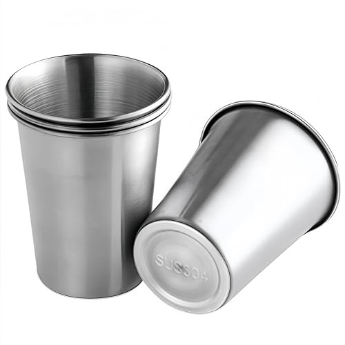 YIHHOW Lot de 4 gobelets en acier inoxydable 350 ml - Gobelet à bière réutilisable pour le camping - Tasse empilable pour boissons froides