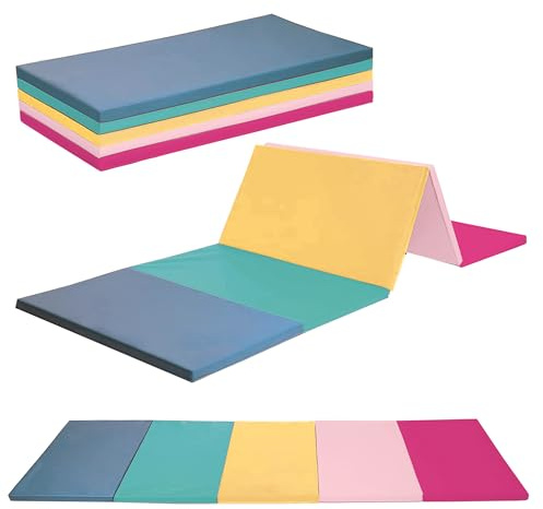 Klappbare Turnmatte | ca. 185 x 76 x 3,2 cm | Tragbare und faltbare Kinder Weichbodenmatte, auch ideal als Gymnastikmatte – Fitnessmatte – Yogamatte - Spielmatte (bunt)