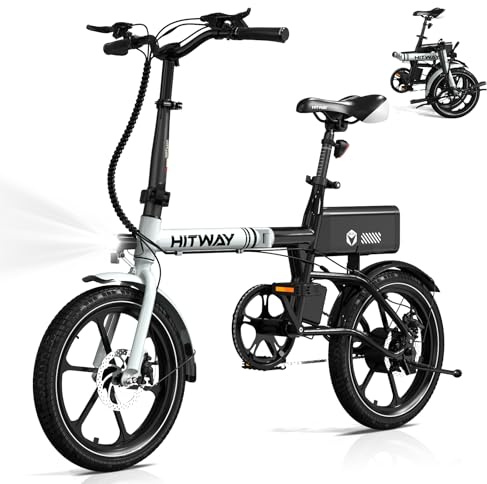 HITWAY E Bike 16 Pulgadas Bicicleta Eléctrica Plegable, con Motor 250W, hasta 25km/h, Batería de Iones Litio 36V 9Ah, Autonomía 35-70km, Bici Eléctric Urbana Pedelec para Adultos