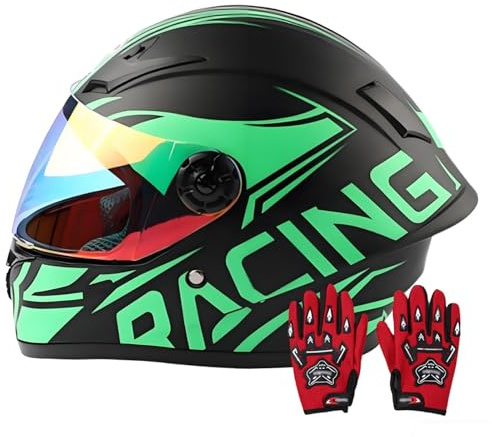 Casco Integrale Da Moto Per Bambini Estivi,3-12 Anni, Per Ragazzi E Ragazze, Omologato DOT,Casco Da Moto Retrò,Casco Jet Da Go-Kart, Cruiser, Ciclomotore,Caschi Da Bici Da Strada 2,S/(47~58cm)