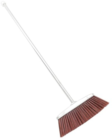 ULTECHNOVO Escoba para Barrer Basura Mango Largo de Acero Inoxidable Cerdas de Nailon Densas Escoba de Limpieza para Habitaciones y Hogar Marrón para Uso Doméstico Estilo Estilo Aleatorio
