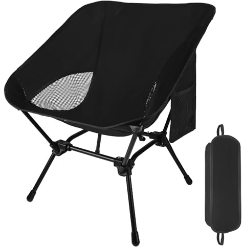 HOMIKLSA Chaise de Camping Pliable 120kg, Ultra Légère et Compacte avec Pieds Anti-Enfoncement. Siège d'Extérieur Portable avec Sac pour Randonnée, Pêche, Plage et Pique-Nique