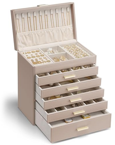 VLANDO 6-Tier Large Jewellery Box, Jewellery Organiser for Women