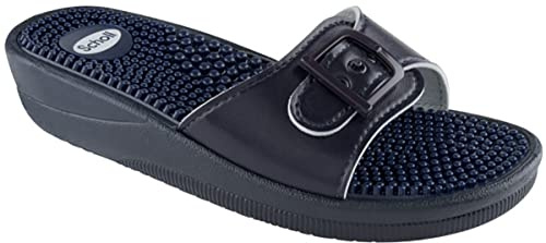Scholl New Massage , Sandal Mujer, Azul Marino, 41 EU