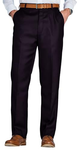 Chums Men's Easy Care Smart Trousers Regular Fit Formal Pants with Roomy Comfort Cut, 3 Pocket Design & Zip Fly Black 34W / 33L