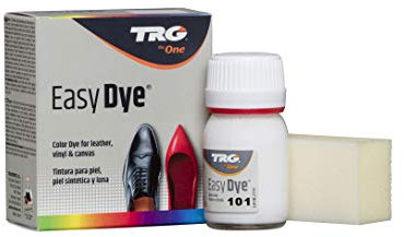 TRG The One - Tinte para Calzado y Complementos de Piel | Tintura para zapatos de Piel, Lona y Piel Sintética con Esponja aplicadora | Easy dye #101 Blanco, 25ml