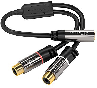 KabelDirekt – 0,2 m Adattatore Cavo (1 Connettore 3,5 mm Jack Femmina su 2 Connettori RCA Femmina, Coassiale Audio Stereo, cavi RCA da 3,5 mm)