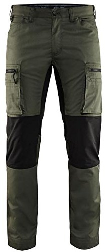 'blaklaeder Service di pantaloni alla zuava Stretch taglia C54, 1 pezzi, verde militare/nero, 145918454699 C54